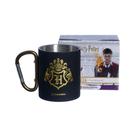 Caneca Mosquetão Inox Harry Potter Hogwarts Brasão Xicara de 300ml Zona Criativa Geek Presente