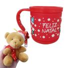 Caneca Natalino 200ml + Urso de Pelucia Enfeite Árvore Natal