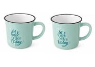 Caneca Never Go de Cerâmica 310ml Verde 9x8,7cm - Kit 2 peças Caneca Never Go de Cerâmica 310ml Verde 9x8,7cm - Kit 2 peças