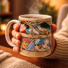 Caneca One Piece Zoro Luffy Gear 5 Shanks Chopper Branco Monkey D. Luffy