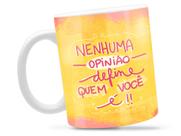 Caneca Opinião Frase Divertida Porcelana Xícara 325ml + Caixa Presente