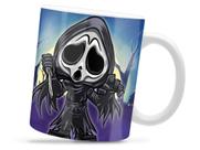 Caneca Panico Halloween Divertida Porcelana Xícara 325ml + Caixa Presente