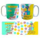Caneca Para Aniversário Porcelana Novidade 310 Ml 3 Modelos Aniversariante Xícara Café