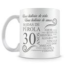 Caneca Perolada Branca - Bodas de Pérola - Porcelana de Alta Resistência