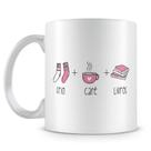 Caneca Perolada Branca de Porcelana - Frio, Café e Livros