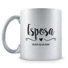 Caneca Perolada Prata - Esposa Personalizada com Data