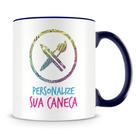 Caneca Personalizada com Alça e Interior Azul Escuro - Crie a Sua