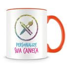Caneca Personalizada com Alça e Interior Laranja - Crie sua Caneca Única