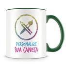 Caneca Personalizada com Alça e Interior Verde Escuro - Crie Sua Caneca do Seu Jeito