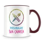Caneca Personalizada com Interior e Alça Marrom - Crie a Sua do Seu Jeito