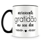 Caneca Personalizada de Porcelana com Frase 'Acrescente Gratidão' - 325ml Caneca Personalizada de Porcelana com Frase 'Acrescente Gratidão' - 325ml