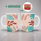 Caneca Personalizada de Porcelana Folhas Rosas Presente Criativo Para Quem Gosta De Plantas Caneca Personalizada de Porcelana Folhas Rosas Presente Criativo Para Quem Gosta De Plantas