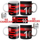 Caneca Personalizada Flamengo 10 Coloque Seu Nome Porcelana 325ml