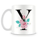 Caneca Personalizada Letra Y em Porcelana Branca com Estampa Bem Estar