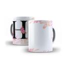 Caneca Personalizada Presente Floral Letra H Caneca Personalizada Presente Floral Letra H