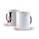 Caneca Personalizada Presente Floral Letra J Caneca Personalizada Presente Floral Letra J