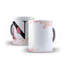 Caneca Personalizada Presente Floral Letra N