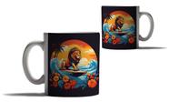 Caneca Personalizada Presente Praia Leão Surfista Onda Surf