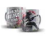 Caneca Personalizada Rock Roll de Cerâmica Branca 325ml