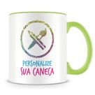 Caneca Personalizada Verde Claro com Alça e Interior Personalizável