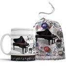 Caneca Piano Pianista Música com Saquinho