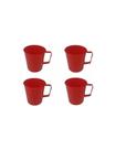 Caneca Plástica Merenda Escolar Vermelha 300 ML - 100 Pçs