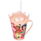 Caneca Plasútil Princesas com Tampa Coroa e Canudo 360ml - Embalagem com 12 Unidades