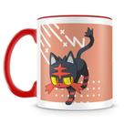 Caneca Pokémon Litten - Porcelana Personalizada com Alça Vermelha Caneca Pokémon Litten - Porcelana Personalizada com Alça Vermelha