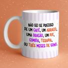 Caneca Porc não sei se preciso de um café, abraço, oração, pix, comida, terapia, 3 m de sono 325ml