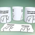 Caneca Porcelana 325ML Flork Frases Estampa 32 Branco Compatível com micro-ondas Outras Marcas