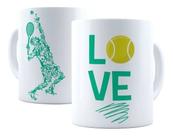 Caneca Porcelana Amo Tênis Love Esporte Presente Tenista