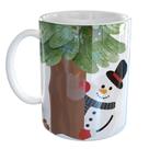 Caneca Porcelana Boneco de Neve e Esquilo no Natal