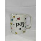 Caneca porcelana branca decorada faixa 280 ml