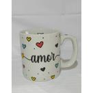 Caneca porcelana branca decorada faixa 280 ml