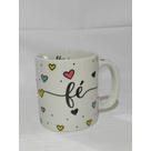 Caneca porcelana branca decorada faixa 280 ml
