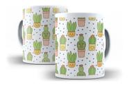 Caneca Porcelana Cactos Coloridos Coleção Flor Na Caneca