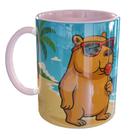 Caneca Porcelana Capivara na praia dinheiro conta