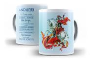 Caneca Porcelana Católica Oração À São Jorge