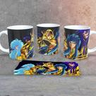 Caneca Porcelana Cavaleiros do Zodíaco Estampa 4 325ML Uso em Micro-ondas e Lava-louças Branco