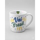 Caneca Porcelana Club 350ml Café Chá Cappuccino Copa Vai Brasil Cor:Branca