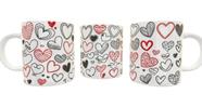 Caneca Porcelana Coração Desenhado Amor Love