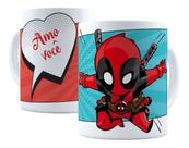 Caneca Porcelana Dead Pool Te Amo Coleção Heróis Apaixonados Presente Namorados