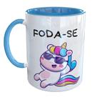 Caneca Porcelana Divertido Unicórnio Foda-se