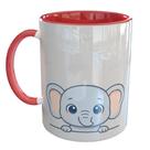 Caneca Porcelana Elefante Bichinhos Elefantinho Inf