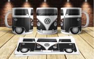 Caneca Porcelana Engraçadas Carros Kombi Perua Van Preta