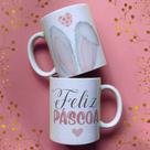 Caneca porcelana feliz pascoa rosa 325 ml