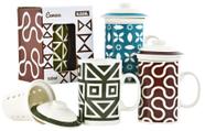 Caneca Porcelana Floral Infusora Para Chá Com Tampa 310 Ml