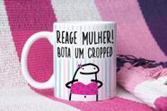 Caneca porcelana flork reage mulher ! bota um cropped 325ml