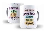 Caneca Porcelana Frase Entrego Confio Aceito E Agradeço
