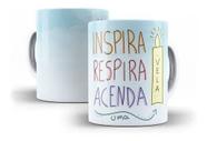 Caneca Porcelana Frase Inspira Respira E Acenda Uma Vela